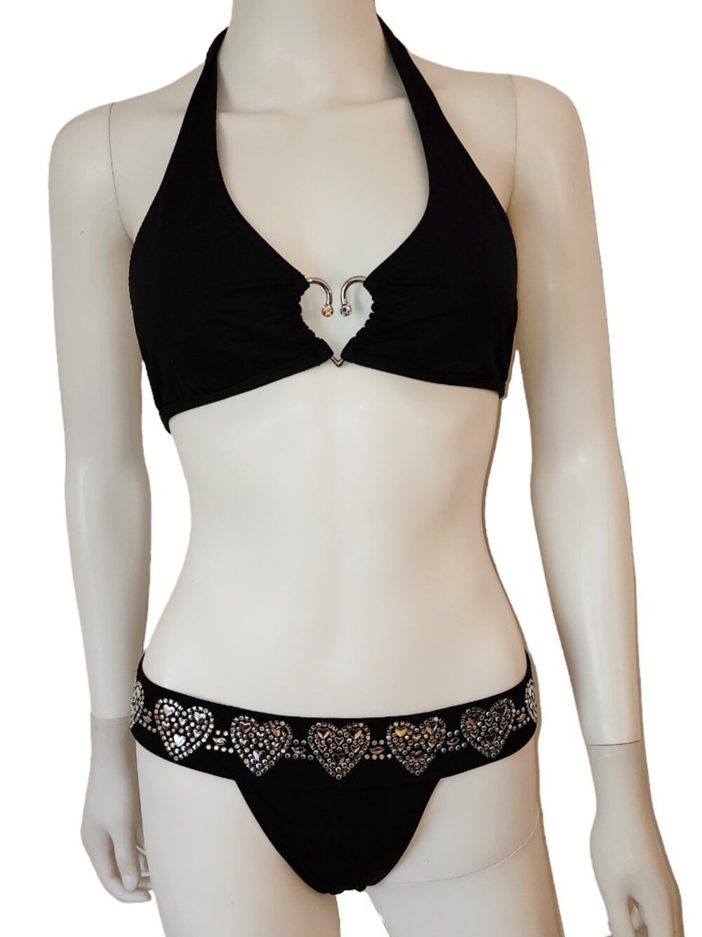 RARE Vintage Beach Bunny Heart Jewel and Sequins Bikini Bottom